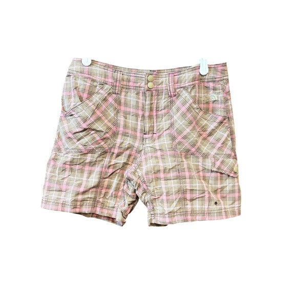 The North Face Pants - The North Face Womens y2k Pink Brown Plaid Hiking Utility Cargo Shorts Size 10‎